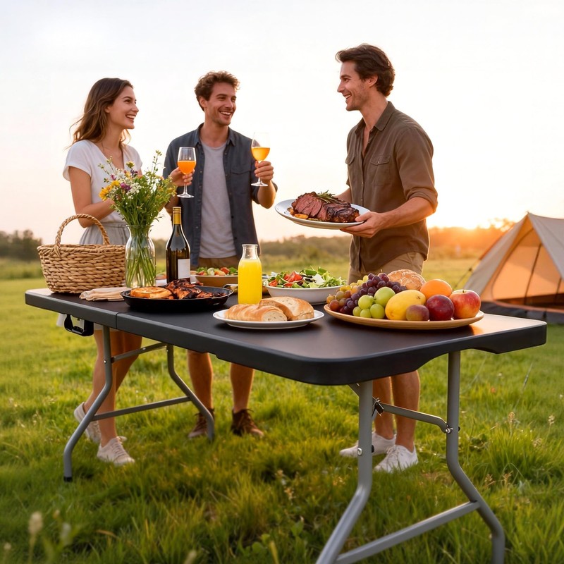 Fenbeli 5FT Folding Table, 350 LBS Heavy Duty with 18%