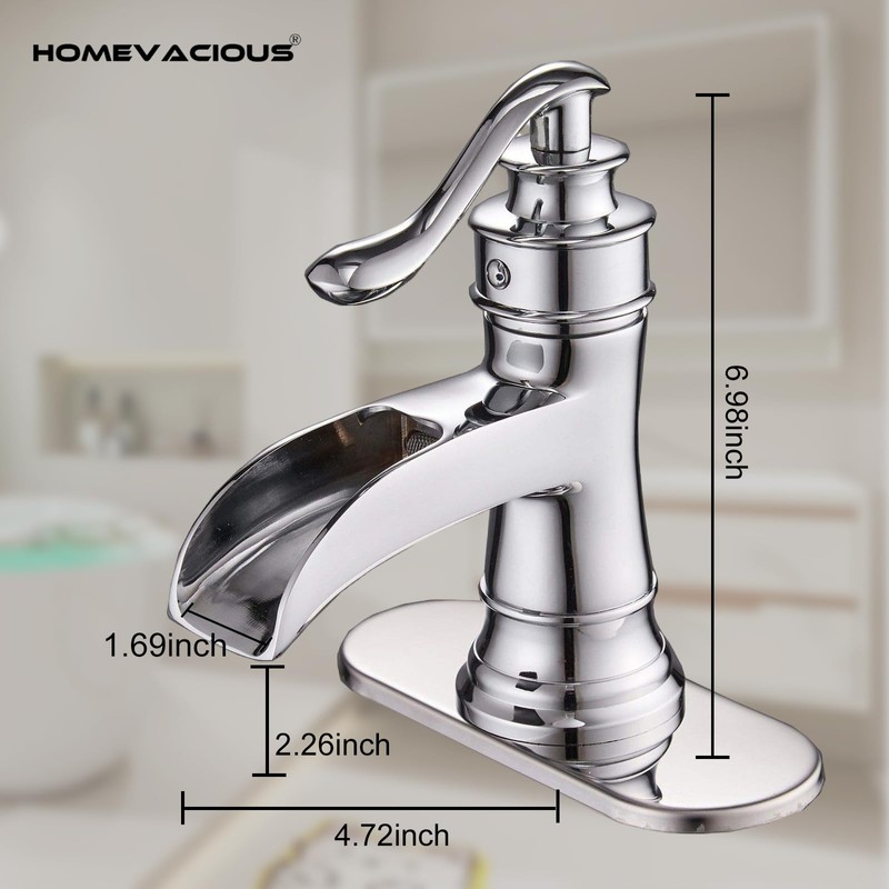 Homevacious Bathroom Faucet Waterfall Sink Faucets Bath Chrome Single Handle