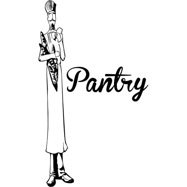 Walls with Style Pantry with Tall Chef Door Decal, (Black)