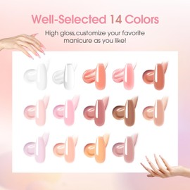 ROSALIND Poly Nail Gel Kit -14 Colors +72 Nail Art Accessories kit Nude Pink Poly Nails Gel Kit Starter Kit with Mini UV Lamp Slip Solution Basic Poly Nail Art Tools for Beginners with Everything
