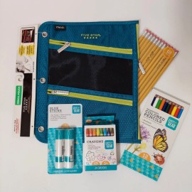 MEAD 5-Star Zip-Up Pencil Pouch with School Supplies, #2 Pencils, Crayons, Glue