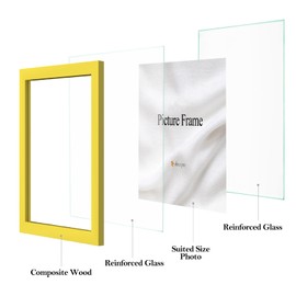 eletecpro 8x10 Yellow Floating Picture Frames Set of 2, Real Double Glass Picture Frames for Wall Mount, Vertical or Horizontal Display Multi-Size Photos and Artworks up to 8 x 10 Inches, Home Decor