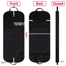DIOMMELL 54" Garment Bag with Extra Large Pockets for Travel, Gusseted Suit Cover Mens Womens Foldable Hanging Bags for Clothes Shirts Dresses Coats