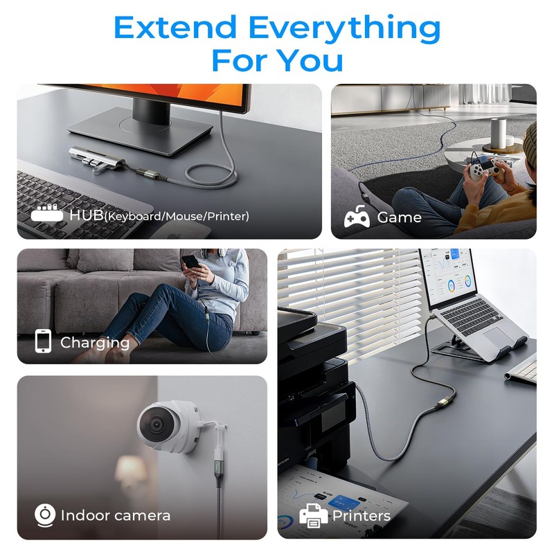 AINOPE USB Extension Cable,USB Extender,USB 3.0 Extension Cable, Male to
