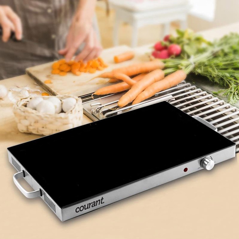 Courant Portable Electric Warming Tray with Adjustable Temperature Control, Ceramic-Glass