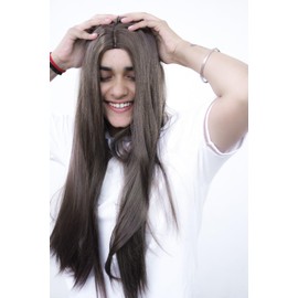 Long Hair Wig For Womens,Natural Brown Hair Wigs Straight Hair Wig For Girls Synthetic Hair Wig Long Layered Wig Middle Parting Wig With Comb WigCap 28 nch