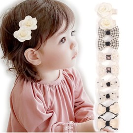 Baby Girls Hair Bow Clips, 10pcs Boutique Cotton Fully Lined Hair Pins, Non Slip Baby Barrettes Accessories for Infants Toddlers Fine Hair by BIANHUAN (Set-C)