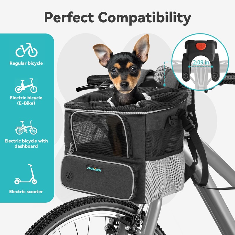 DAISTERN Dog Bike Basket for Small Dogs up to 10lbs,