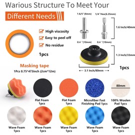 Tshya 3 Inch Drill Polishing Kit Buffer Grinding Attachment Car Head Light Restore Pads with Eraser Wheel Waterproof Sanding Discs Included 240-5000# Total 122 Pack