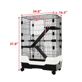 Homey Pet 3 Levels Chinchilla Ferret Pet Crate Small Animals Cages for Rat, Hamster, Guinea Pig, Squirrel, Include Caster Tray and Urine Guard (Black)