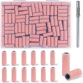 TKYZMS 100 Unidades(Grano 240 Rosa) Mini Bandas de Lijado para Uñas con Brocas de 3,1 Mm para Taladro de Uñas, Bandas de Lijado Pequeñas de Grano Ultrafino, Aptas para Uñas Acrílicas Y Manicura en Gel