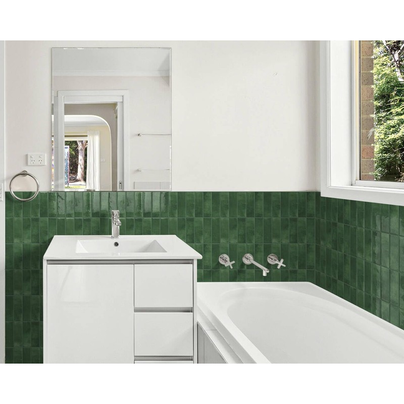DEWOO Peel and Stick Subway Backsplash Green Kitchen Bathroom Rectangle