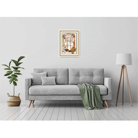 Amiiba Stamped Cross Stitch Kits, The Autumn of Four Seasons, Windowsill Mason Jars Pumpkin DIY 11CT 9x12.9 inch (Window)