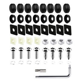 SAVITA Anti Theft Number Plate Screws Set M6 Security Screws for Number Plate Solid Stainless Steel Assortment Anti-Theft Screws Bolts Black Covers