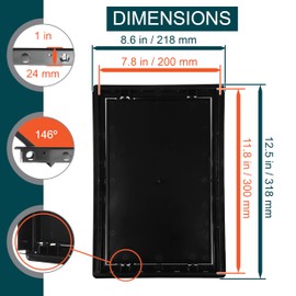 ECOPRO VENT 8" x 12" Black Plastic Access Panel. Service Shaft Door Panel. Plumbing, Electricity, Heating, Alarm Wall Access Panel for Drywall. Bathroom Services Access Hole Cover.