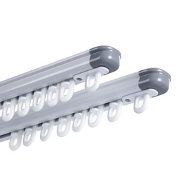 ZSTARR Retractable Ceiling Curtain Track, Measurement-Free Curtain Track 51''-94'',For Room Divider, Shower Curtain, Parallel bay window, RV Curtain Track (2Sets) White