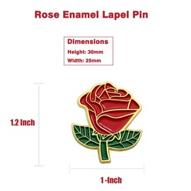 Pack of 20 Red Rose Flower Enamel Badge Lapel Pin Bulk -Brooch For Men Women Clothes Bags Hats