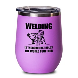 Welder Pink Wine Tumbler 12oz - world together - Welding Tool Welder Ironworker Pipefitter Welding Supplies Welding Gifts Welder Dad
