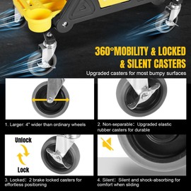 YELLOW JACKET Mechanic Stool with Wheels Rolling Stool Chair 300 lbs Capacity,Garage Mechanics Seat with Two Tool Tray and A Drawer Workshop Creeper Seat for Auto Repair Work