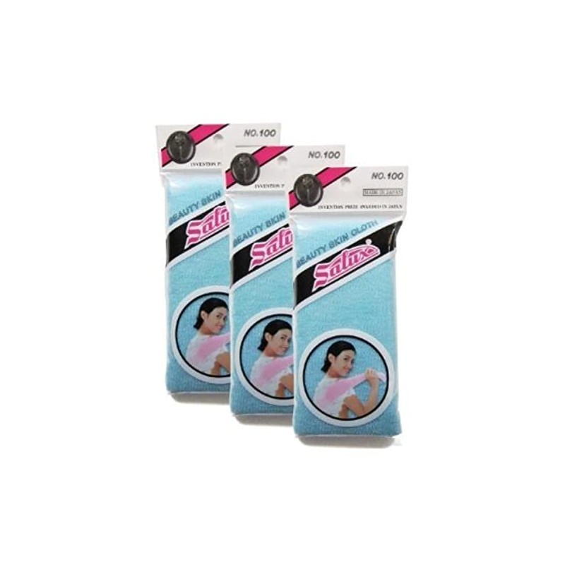 Salux Nylon Japanese Beauty Skin Bath Wash Cloth/towel (3) Blue