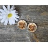 Round Wood Earrings Light Weight Printed Image Dangle Jewelry (Highland
