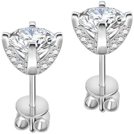 Moissanite Sterling Silver Stud Earrings for Women Hypoallergenic S925 Birthday Gifts for Wife/Mom on Party Wedding