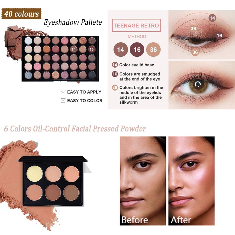 RoseFlower 24Pcs Professional Makeup Set, Essential Make up Starter Set