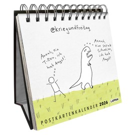 kriegundfreitag: Postkartenkalender 2026: Wochenkalender mit philosophischen, intelligenten und humorvollen Cartoons