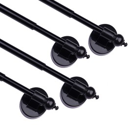 WL.Rocaille Magnetic Curtain Rods for Metal Doors and Window, Multi-Use Adjustable Appliances for Iron and Steel Place, Magnetic Towel Bar 16 to 28 Inch, 4 pack, Black