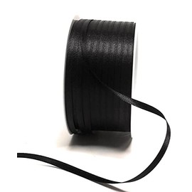 s.dekoda Satin Ribbon 50 m x 3 mm Black Decorative Ribbon Satin