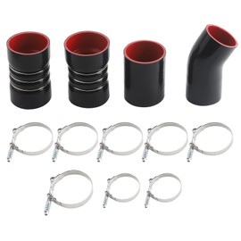 Turbo intercooler piping Boots Clamps Kit Intercooler Hose Compatible with Ford F250 F350 6.0L Powerstroke Diesel — 2003-2007 6.0 powerstroke intercooler pipe kit (Black&Red)