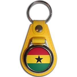 Ghana Flag - Yellow Plastic Medallion Key Ring