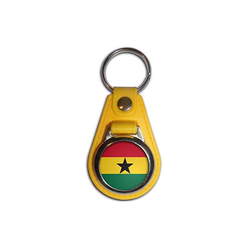 Ghana Flag - Yellow Plastic Medallion Key Ring