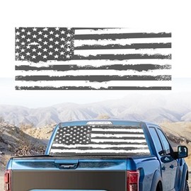 Rear Back Window American Flag Decal Sticker 65" x 17/19'' for Truck SUV Pickup - Color: Gray