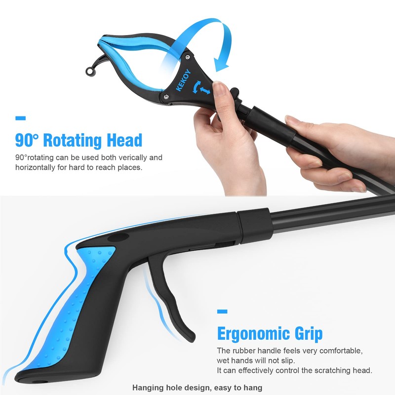 2-Pack Reacher Grabber Tool, 32" Grabbers for Elderly, Trash Picker