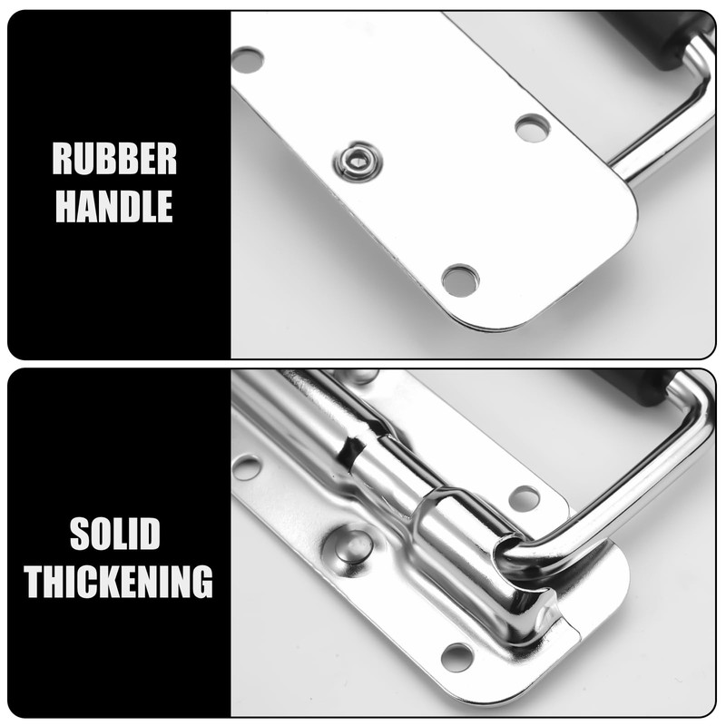 Pack of 2 Folding Handles, 140 mm Spring-Loaded Crate Handle,