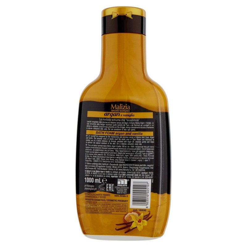 Bagnoschiuma Vellutante Argan e vaniglia 1 Lt