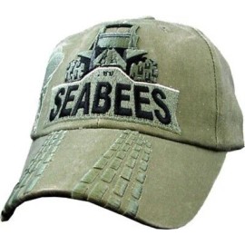 Eagle Crest U.S. Navy Seabees Bulldozer Hat - USN Washed OD Green Baseball Cap