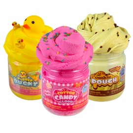 3 Pack ORB G.O.A.T Scented Slime Set V1 - Includes Original, Cloud, and Butter Slime with Mix-ins - Cookie Dough, Cotton Candy Cloud, Rubber Ducky - Fun Stress Relief, Party Favors for Kids and Adults