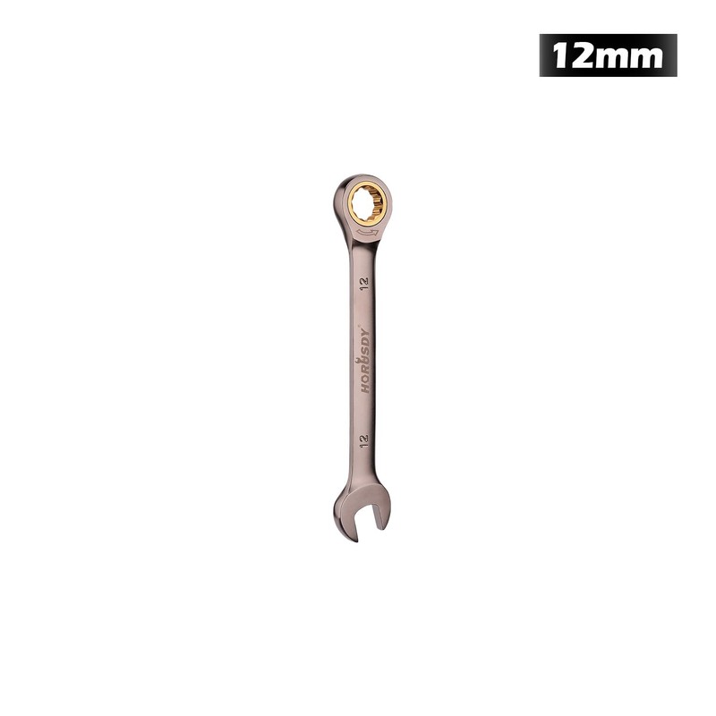 HORUSDY Ratchet Spanner, 12MM Metric Wrench Ratcheting Combination Wrenches 72-Teeth,
