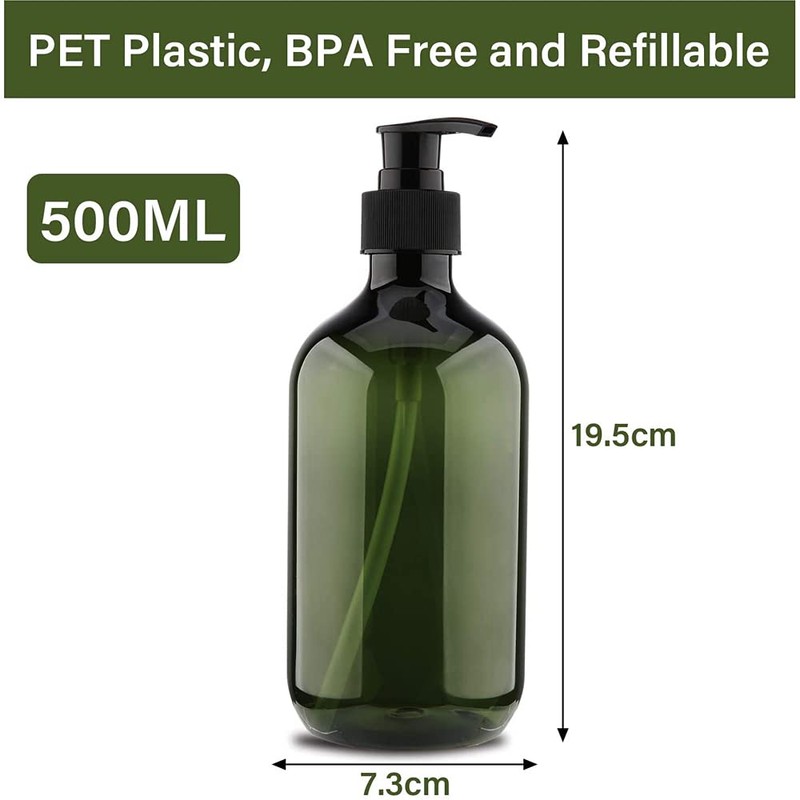 3 x 500 ml pump bottles, shampoo bottle, dispenser bottle,