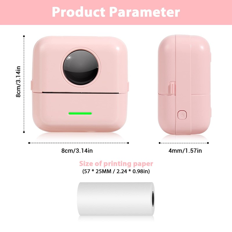 GuKKK Mini Printer, Mobile Photo Printer, Portable Mini Photo Printer,