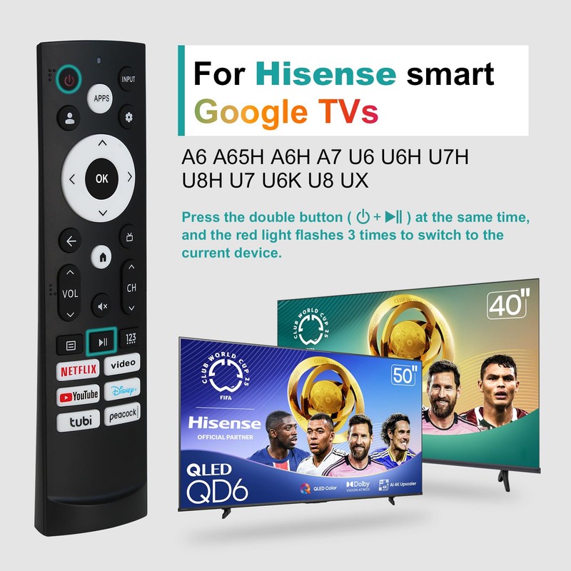 for Hisense TV Remote Replacement,for Hisense Google Smart TV,for hisense