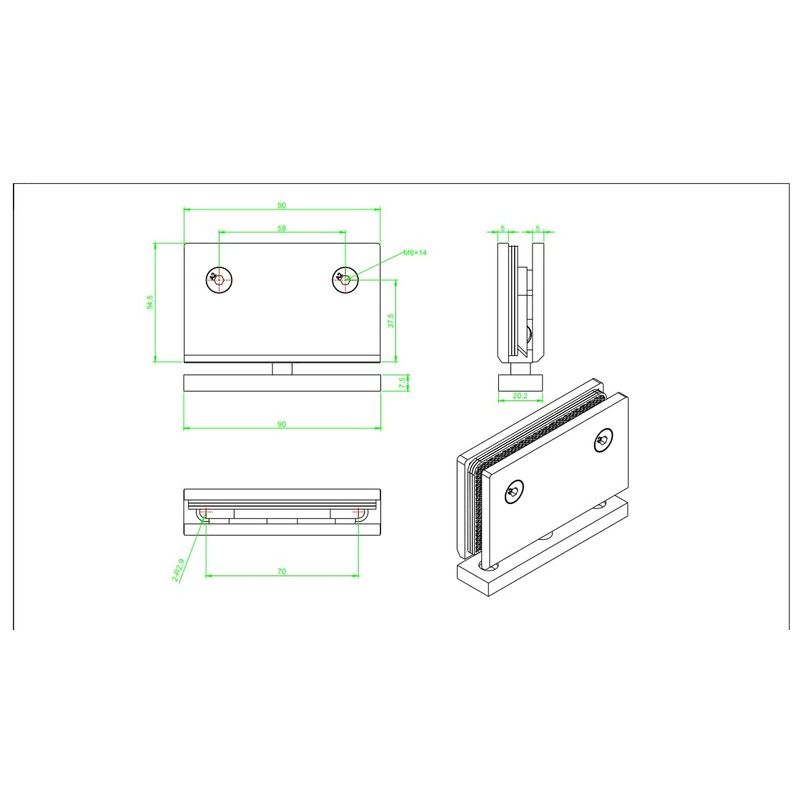 Heavy Duty Shower Glass Door Hinge,Solid One-Piece Precision Cast with