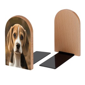 3D Beagle Dog Book Ends Decorative Wood Bookends for Shelves Kids Room Desk Home Office Book Stoppers for Magazines,Books, DVDs, 1 Pair/2 Pieces(5x3.1 in)