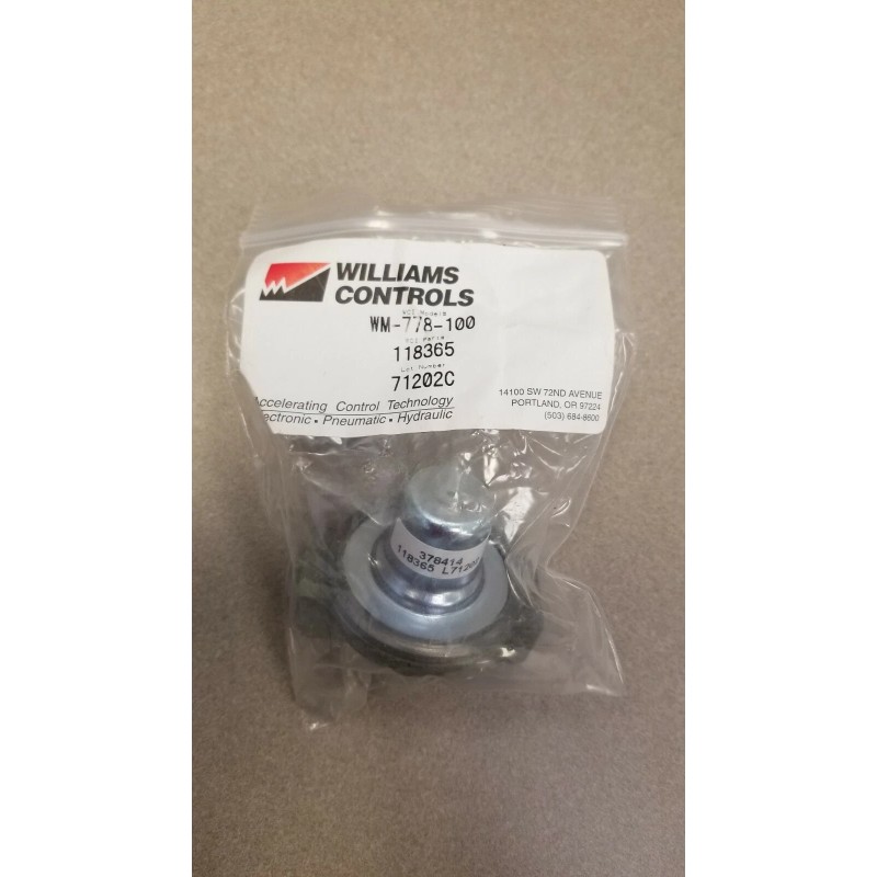 WILLIAMS CONTROLS 118365 / WM778-100 - Pressure Protection Valve, BY