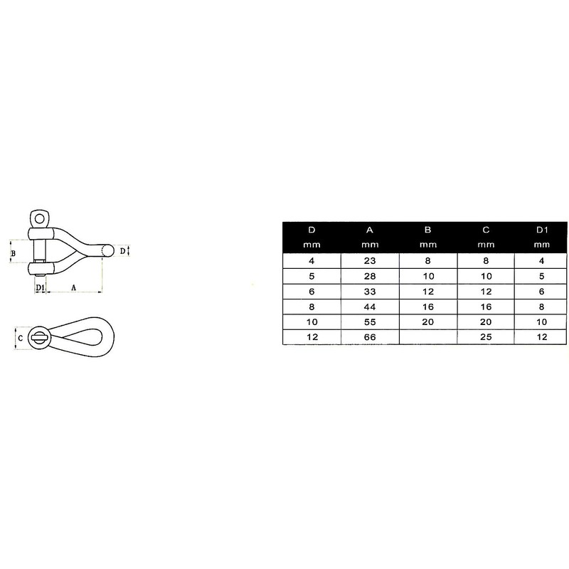 Sunload AISI 316 V4A Twisted Shackle Stainless Steel, 4 mm
