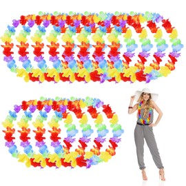 12 Pcs Hawaiian Lei Garlands,Flower Necklaces Garland Necklace Set,Party Decorations for Adults and Kids,Tropical Beach Themed,Birthday Accessories Favors,for Summer Festivals Fancy Dress Decoration