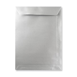 C4 Coloured Envelopes for A4 Paper/Card Peel & Seal Flap Envelopes Pack of 10 (Metallic Silver Peel & Seal)