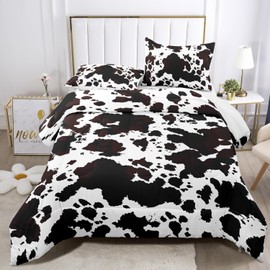 Raphus Cucullatus Cow Print Comforter Set - Twin Size, Western Bed Set, Rustic Farmhouse Quilt Bedding Set